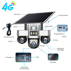V380 Aov 24h Enregistrement 3lens 3ptz 4g Caméra solaire extérieure Ip66 Couleur <span class=keywords><strong>Version</strong></span> nuit Audio bidirectionnel Cctv Caméra de sécurité sans fil - Product Image 5