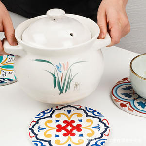 Sous-verres en céramique personnalisés de Quanzhou, Fujian, ronds, absorbants, imprimés UV, motif végétal, cadeau promotionnel, vente en gros d'usine - Product Image 1