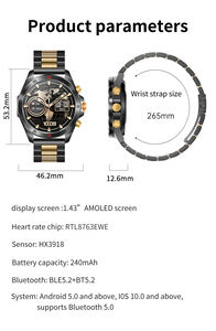 Nuevo JAS Gold Edition 1,43 "AMOLED Smartwatch NX1 PRO Dual Strap para Amap - Product Image 5