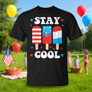 T-shirt Stay Cool July 4th Popsicle rouge et bleu pour garçons et filles - Product Image 3