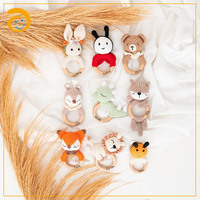Hochet pour bébé fait main, créatif, tricoté à la main au crochet, motifs Lion, Éléphant, Ours, Élan, jouet pour enfant, hochet de dentition, cadeau