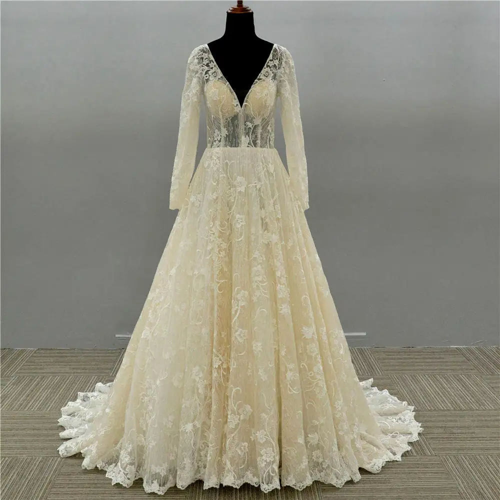 Shop Our Courtyard Plain Pure White Lace Wedding Dress