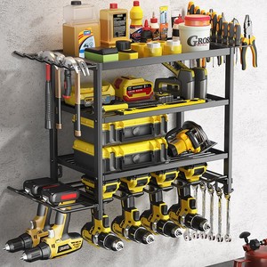 Sea Shark Wall Mounted <b>Tool</b> Rack 3 Tier Carbon Steel Garage <b>Storage</b> Organizer For Power <b>Tools</b> And Accessories - Product Image 1