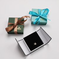 Boîte à bijoux en papier de luxe à double porte avec logo personnalisé, boîte à collier faite à la main, boîtes cadeaux écologiques avec rubans