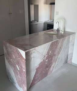 Breccia <span class=keywords><strong>Capria</strong></span> Marble Island Top con diseño de cascada para acogedora encimera de trabajo para el hogar, encimeras de Isla de mármol rosa - Product Image 2
