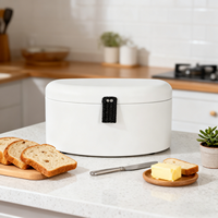 Boîte à pain en métal avec revêtement en poudre pour comptoir de cuisine, grand récipient de stockage alimentaire, boîte à pain en métal vintage de qualité alimentaire