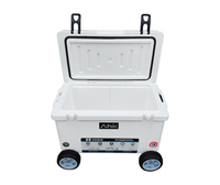 Glacière isotherme en plastique de 55 L, grande, personnalisable, pour canettes de bière, aliments, avec roues, pour camping et pêche en extérieur