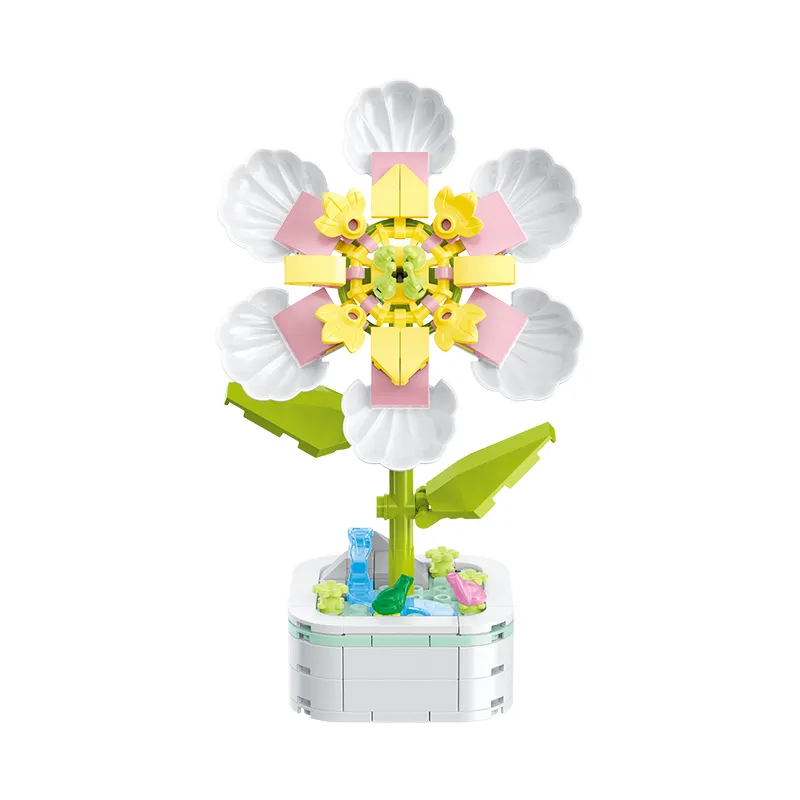 미니 벽돌 꽃 꽃다발 빌딩 세트 도매 다른 꽃 빌딩 블록 장난감 소녀 선물