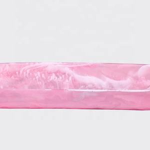 صينية تقديم راتنج قابلة للتحلل يدويًا بتأثير رخامي أكوا دوّام نمط آمن على الغذاء أدوات منزلية وردية اللون - Product Image 5