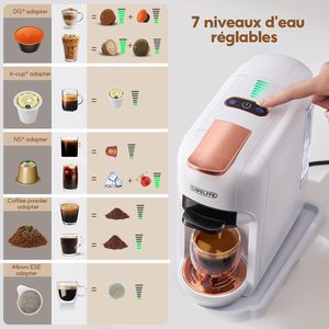 Machine à café CAFELFFE 5-en-1 électrique en plastique, 20 bars, pour expresso, prépare des boissons chaudes/froides, 7 niveaux de réglage de l'eau, multi-capsules - Product Image 4