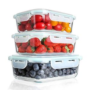 Recipientes de Vidrio para Almacenamiento de Alimentos con Tapas, Resistentes a Roturas y a Fugas, Aptos para Horno y Lavavajillas, Color Azul - Product Image 1