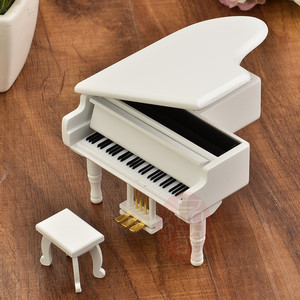 Wholesale Clockwork Natural Solid Wood Grand Piano <b>Music</b> <b>Box</b> Musical Toy With Matching Stool Tabletop Decoration - Product Image 4