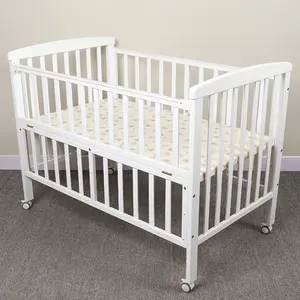 3 in 1 흰색 조절 높이 소나무 나무 아기 침대 어린이 침대 세트 나무 아기 침대 침대