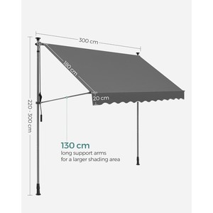 Toldo de Patio de Alta Calidad con Marco de Aluminio y Hierro y Lona de Poliéster de 200x120cm, Fácil de Abrir y Cerrar, Color Beige, para Jardín Exterior - Product Image 2