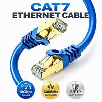 Cable de Conexión RJ45 CAT8 S/FTP CCA de 600MHz de Fábrica, Blindado y Chapado en Oro, con Certificación CE/RoHS, Revestimiento Exterior de PVC, Color Personalizado