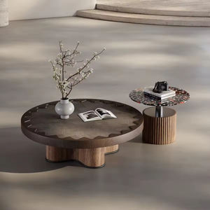 <span class=keywords><strong>Mesa</strong></span> de Centro de Lujo con Superficie de Madera con Borde Ondulado y Patas Curvas de Madera Contrachapada - Product Image 1