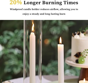 Portavelas de cristal Hurricane para velas cónicas con cubierta de chimenea alta de cristal transparente a prueba de viento - Product Image 4