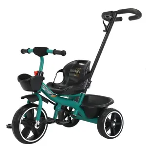 Toptan bebek üç tekerlekli bisiklet yüksek kaliteli çocuklar popüler oyuncak araba itme kolu ile çocuklar satılık araba binmek