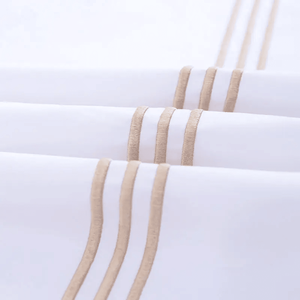 Diskon besar pabrik Tiongkok 100% katun bordir Hotel penutup selimut Set seprai datar - Product Image 6