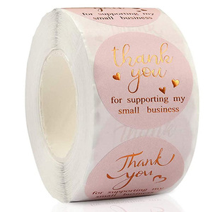 Decorative Custom Logo Printed <strong>Roll</strong> <strong>Blue</strong> Adhesive <strong>Paper</strong> Gold Embossed Stamping Round Thank You Seal Label Stickers for Packaging - Product Image 6