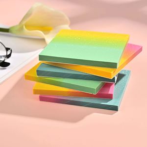 Gradient Color Reusable Sticky Paper Notes Transparent PET Waterproof 7.5x7.5cm Customizable Student Stationery <b>Memo</b> <b>Pad</b> - Product Image 3