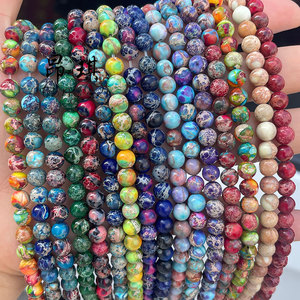 Großhandelspreis Meeres-Sediment Imperial-Jaspis-Perlen Runde Glatte Natursteinperlen für Armbandherstellung - Product Image 6