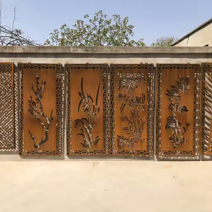 Cloison décorative personnalisée en acier Corten et aluminium, découpée au laser CNC, ignifuge, étanche, résistante aux intempéries et éclairée - Product Image 2