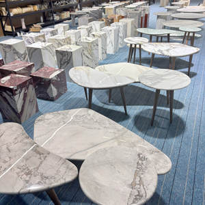 Lüks Oturma Odası Özel Modern Sehpa Tabanı Yan Sehpa Üstü için Toptan Premium İtalyan Siyah Beyaz Mermer Plakalar - Product Image 6