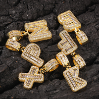 Hip Hop Square Zircon Ice-out Letter Custom Collar Charms, Trendy Fashion Twist Chains Collar con nombre