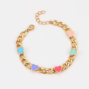 Internet Celebrity Blogger bracciale cuore colorato smaltato di nicchia luce di lusso 18k oro acciaio inossidabile bracciale a catena cuore - Product Image 1