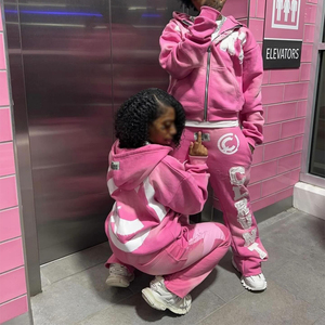 Tuta Personalizzata in 100% Cotone con Zip, Lavaggio Acido, Applique, Patch, Ricamo, Effetto Distressed, con Cappuccio, da Jogging, Svasata e Fai da Te - Product Image 2