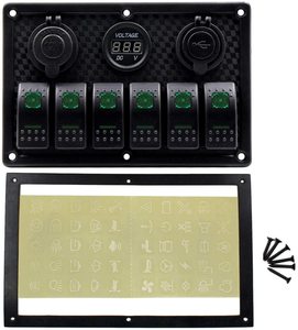 6 Gang 5 Pin ON/Off Chuyển Đổi <span class=keywords><strong>Rocker</strong></span> Bảng Chuyển Đổi Với 12V-24V <span class=keywords><strong>LED</strong></span> Kỹ Thuật Số Vôn Kế 3.1A Kép USB Thuốc Lá Nhẹ Hơn Ổ Cắm Overlo - Product Image 5
