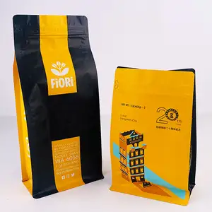 Oem Custom Price Packing Roasted Coffee Beans Coffee Packaging Bag Biodegradable Aluminium Foil Flat Bottom Bags