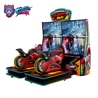 Simulateur de course coloré pour 2 joueurs, enfants et adultes, divertissement, 4 écrans, moto, jeux d'arcade à pièces