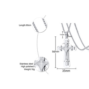 Amiee 목걸이 보석 방수 스테인레스 스틸 롤로 체인 남성 십자가 십자가 펜던트 목걸이 - Product Image 4