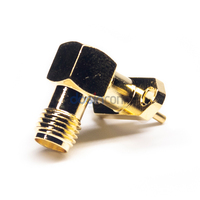 2 lubang flensa jenis Solder SMA RF koaksial 50Ohm sudut kanan perempuan Jack sekat konektor soket DC-6GHz