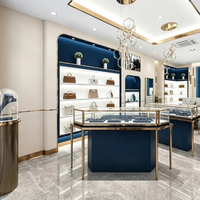 Design d'intérieur de boutique haut de gamme pour bijoux et sacs à main, comptoir d'exposition, vitrine murale avec éclairage LED
