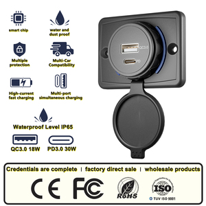 Chargeur de voiture au prix d'usine 48W 12V/24V, chargeur rapide USB double USB 3.0 avec port Type C, prise de charge - Product Image 2
