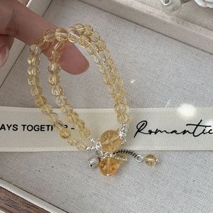 S925 เงินสเตอร์ลิงสร้อยข้อมือคริสตัลสีเหลืองวงกลมคู่จี้ดอกไม้เครื่องประดับสตรีของขวัญสำหรับแฟน - Product Image 4