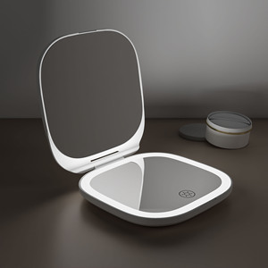 Double Side Custom Logo 10x <strong>Magnifying</strong> Fold Small Travel <strong>Mirror</strong> Pocket Beauty <strong>Mirror</strong> Makeup Compact <strong>Mirror</strong> With Led Light - Product Image 1