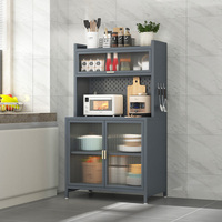 5-Schichtiger Stahl-Sideboard mit Sonnenlicht-Paneeltüren Langlebiger Metallschrank mit Verstellbarem Regal Moderner Küchenschrank für Esszimmer