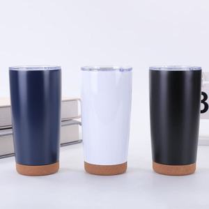 Vaso de acero inoxidable Yongkang de 20 oz, taza de viaje con doble pared aislante y base de corcho, diseño recto para uso en movimiento. - Product Image 1