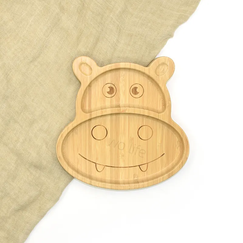 Assiette en bambou pour bébé, mignon, aspect Animal, plateau en forme de vache, pour enfants de 0 à 4 ans, Offre Spéciale