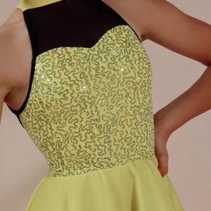 Tenue de danse jazz/tap pour filles en tissu pailleté jaune avec <span class=keywords><strong>jupe</strong></span> <span class=keywords><strong>tutu</strong></span>, costume de ballet à manches courtes pour spectacle - Product Image 4