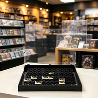 Présentoir de Comptoir Incliné en Acrylique Noir à Niveaux pour Cartes – Idéal pour Magasin de Cartes, Point de Vente et Vitrine