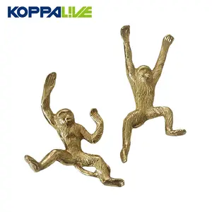 Monkey Brass Knob Unique Animal Cabinet Knob Golden Jungle Drawer Pull Tropical Decorative Closet Knob