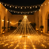 Guirlandes lumineuses LED d'extérieur Pafu Ramadan Eid, lune croissante, étoile, arbre, jardin, cour, décoration de fête, lumières suspendues