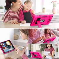 Grifobes Özel Renkli Sıcak Pembe Ağır Hizmet Tipi PC+Silikon Sağlam Darbeye Dayanıklı Esnek Standlı Çizilmez iPad Tablet Kılıfı