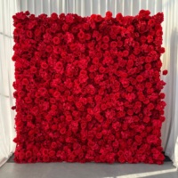 KL-WA02 Mur de fleurs en tissu en gros, toile de fond de 8 pieds x 8 pieds, panneaux muraux en fleurs de soie artificielle pour la décoration de scène de mariage