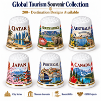 Doigtier en céramique souvenir du Qatar Doha avec motif islamique oryx arabe du désert, vente en gros, objets de collection, doigtsiers de couture